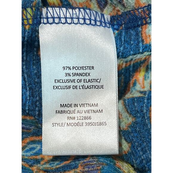 ✨Status By Chenault M Off Shoulder Peasant Blouse Boho Floral Blue Yellow - Picture 4 of 6